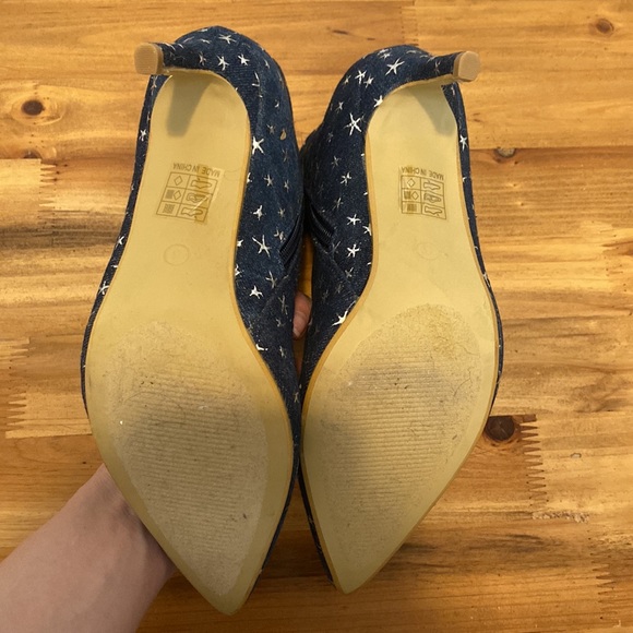$10 CLEARANCE SALE - Lulus Khristyn Dark Blue Denim Star Print Stiletto Booties - Picture 10 of 14